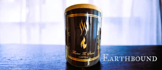 Coconut Soy wax candle "Earth Bound" made by  "Flame To Scent"